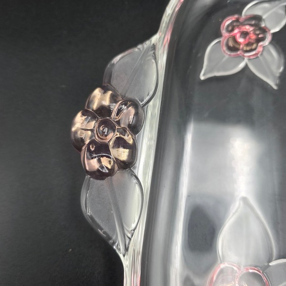 Vintage Pink Floral Depression Glass Serving Tray (16") - Picture 2 of 4